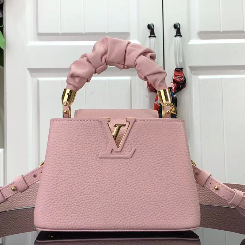 Louis Vuitton CAPUCINES BB Taurillon Leather Bag M58694 Bubble Gum Pink